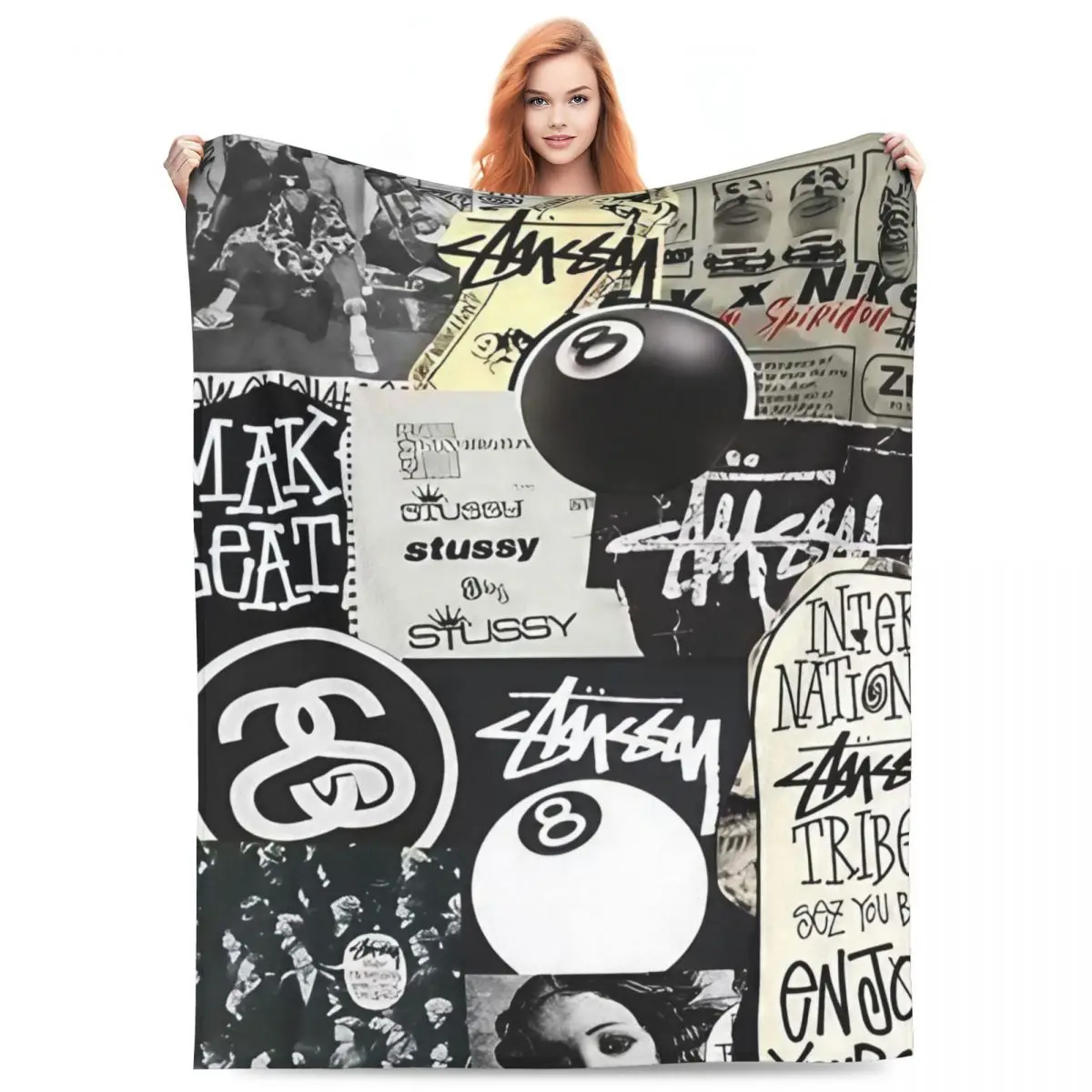 S-Stussy Logo Coperta In Pile Stampa Coperta Leggera Portatile Per Letto Auto Tappeto Pezzo