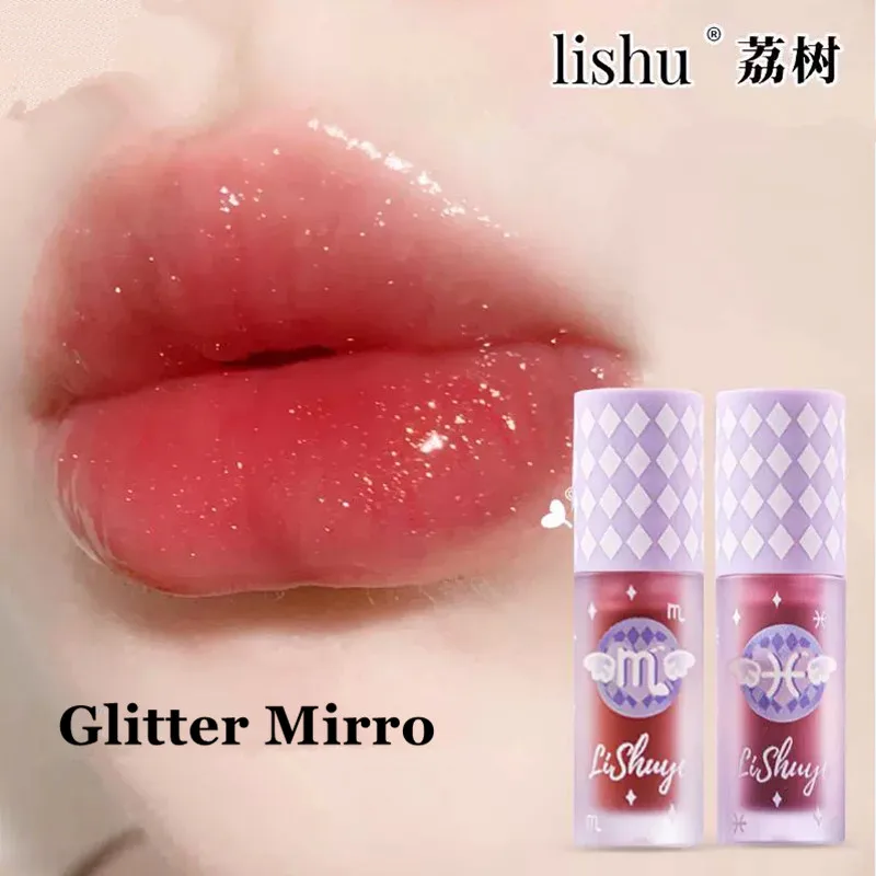 Lishu Liquid Waterlight Lipstick Glitter Mirror Lip Glaze Idratante Lip Gloss Sexy Labbra Carnose