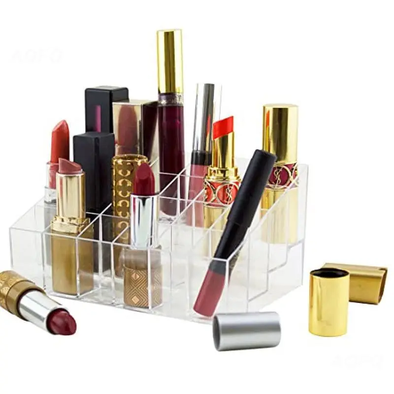 Acrylic Clear 40 Grid Lipstick Holder Stand Case Makeup Organizer Storage Box Lipstick Display Cosmetic Jewelry Organizer Box 2