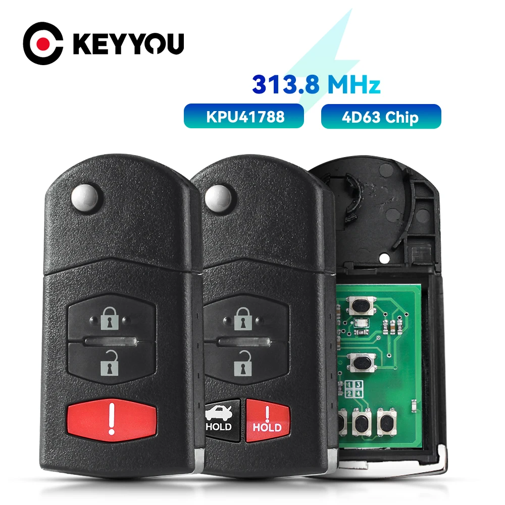 

KEYYOU KPU41788 313,8 МГц 4D63 чип дистанционный Автомобильный ключ для Mazda 6 седан цвет 2005 2006 2007 2008 дистанционный ключ 3/4 кнопки
