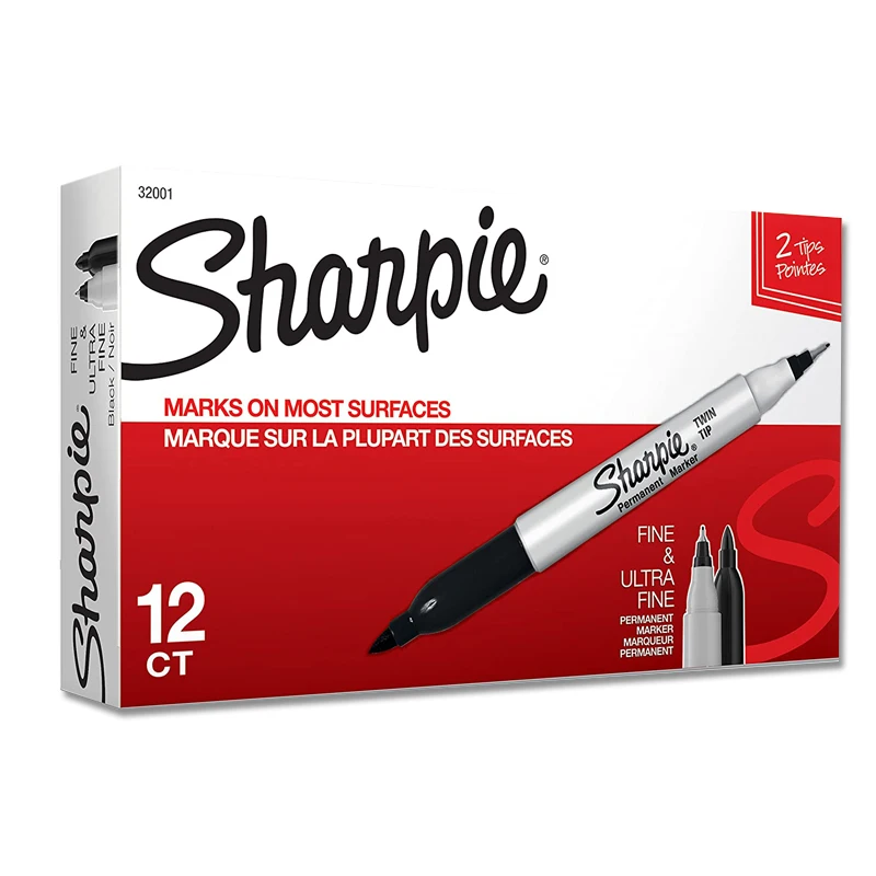 12-Pack Dual Tip Waterproof Permanent Markers