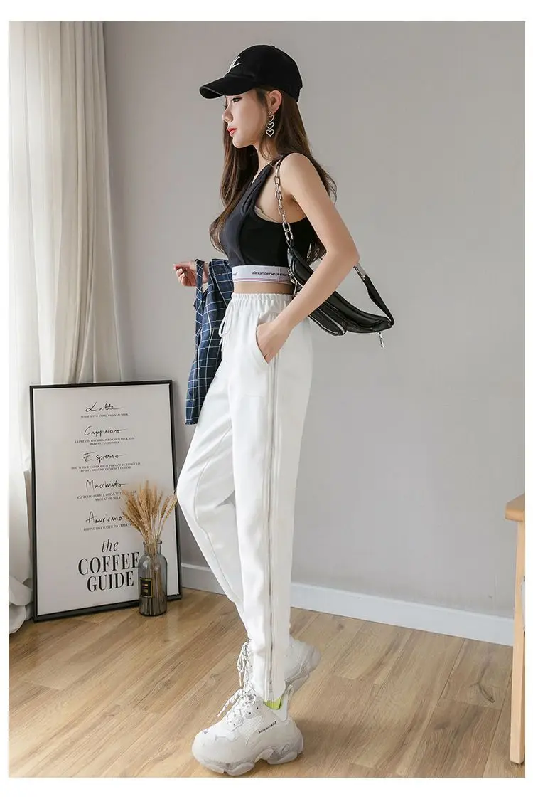 Frauen Zipper Harem Hosen Lose Streetwear Jogginghose Casual Leggings Mode Koreanische Weibliche Cargo Hosen Womnn Hip Hop Hosen – Detail 4