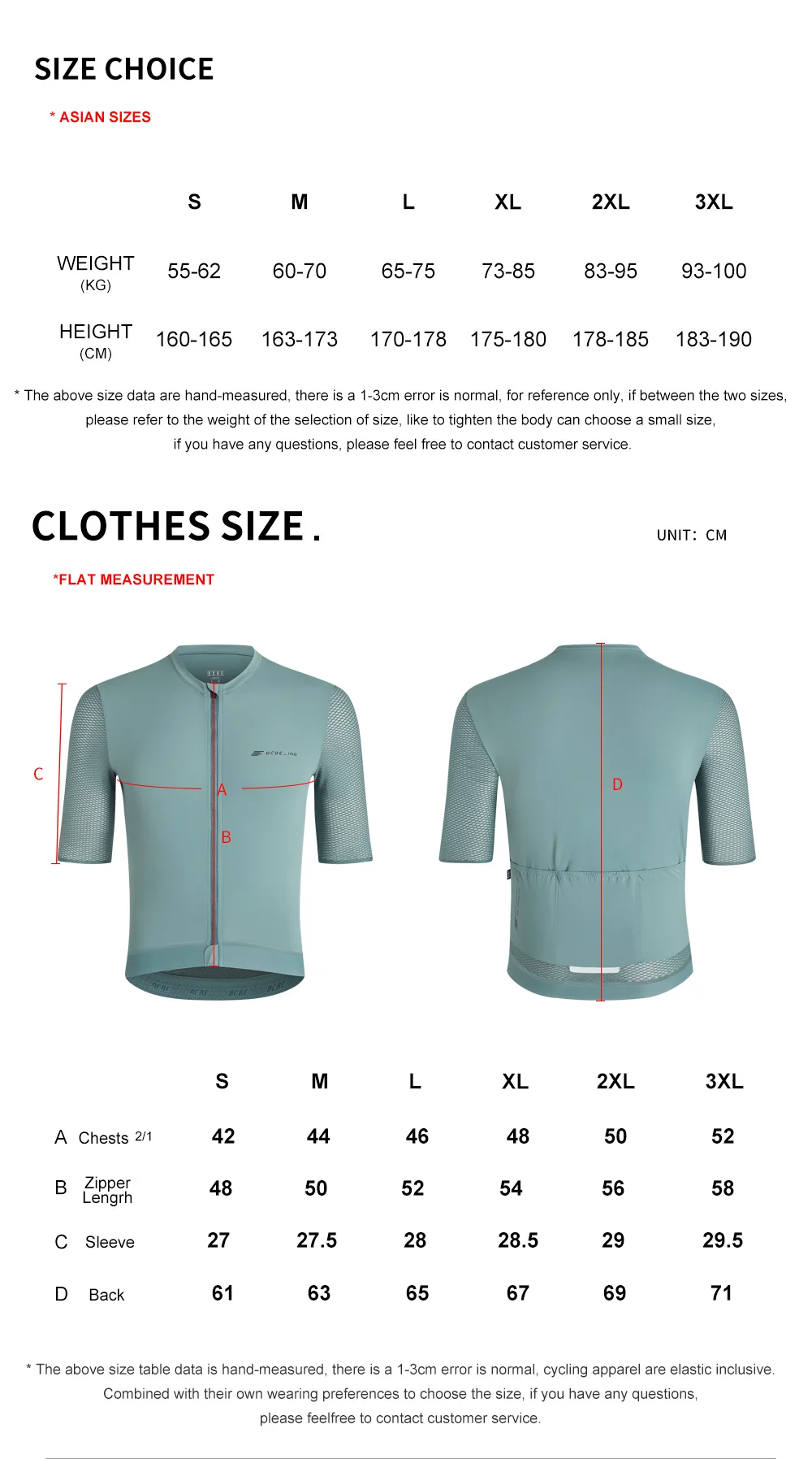 BCBE-ING Herren Damen Radtrikot Sommer Leichtes Atmungsaktives Slim-Fit Fahrradtrikot Kurzarm 3D-Mesh-Ärmel YKK-Reißverschlüsse – Detail 3