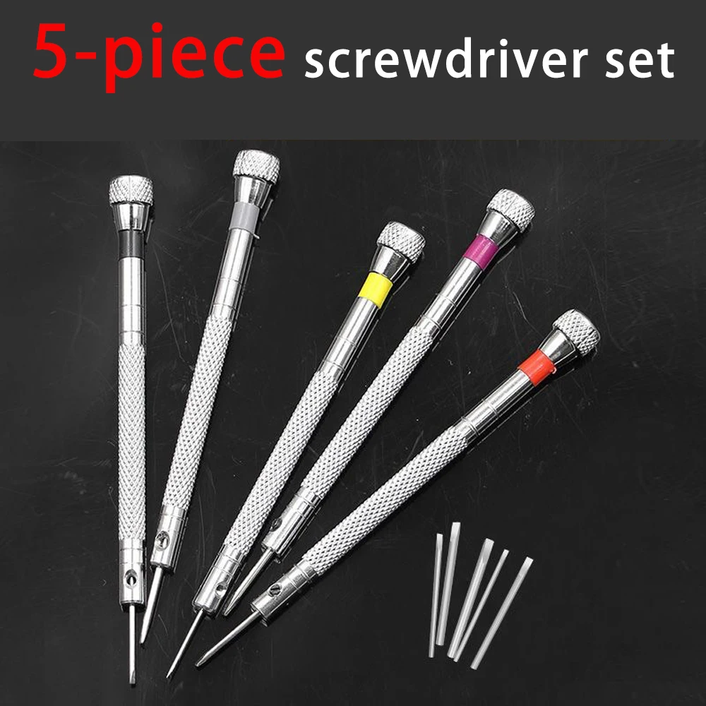 5pcs 정밀 일자 드라이버 키트 크기 0.8-1.6mm 스테인레스 스틸 시계 수리 ..