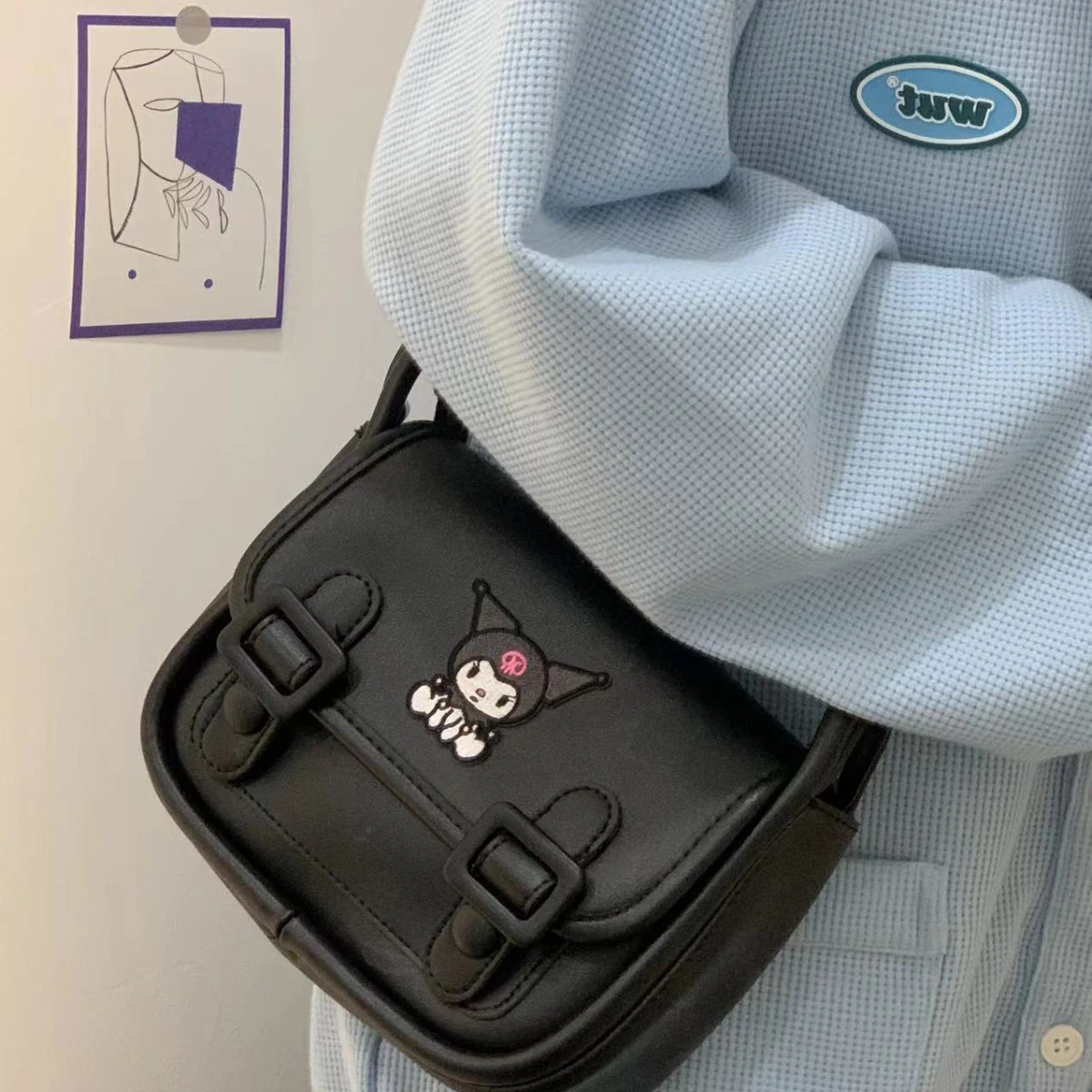

Kawaii Kuromi Sanrio Underarm Bag Shoulder Bag South Korea Cambridge Bag Net All-match Bag Girl Gift