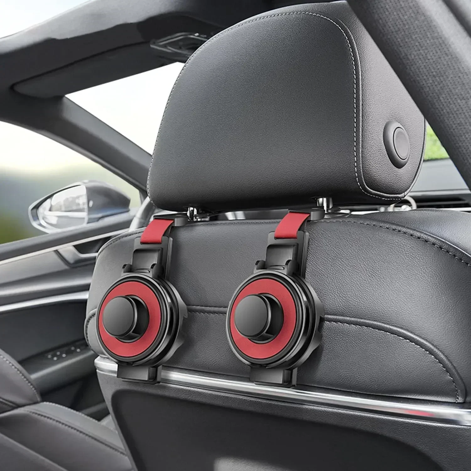 Foldable Car Seat Back Hook with Phone Holder and Purse Hook