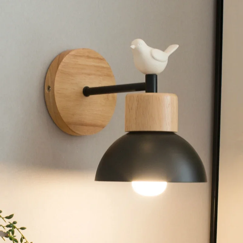 Modern LED Wall Lamp Wood Creative Lighting Fixture Guest Room Balcony Staircase Sconce Bedroom Bedside Bird Nordic Decor Light led wall lamp wall sconces light wall lamp