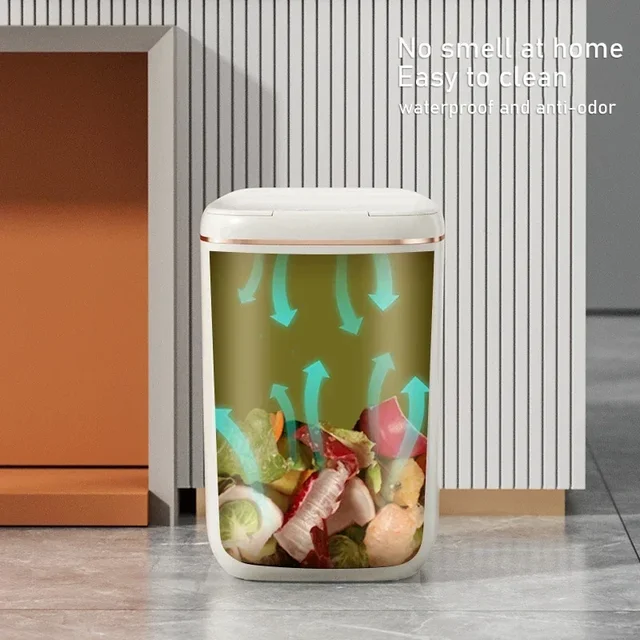 20L Smart Trash Can with Lid Waterproof Large-capacity Trash Bin Rechargable Automatic Garbage Can Fo Kitchen Bedroo Wastebasket 5