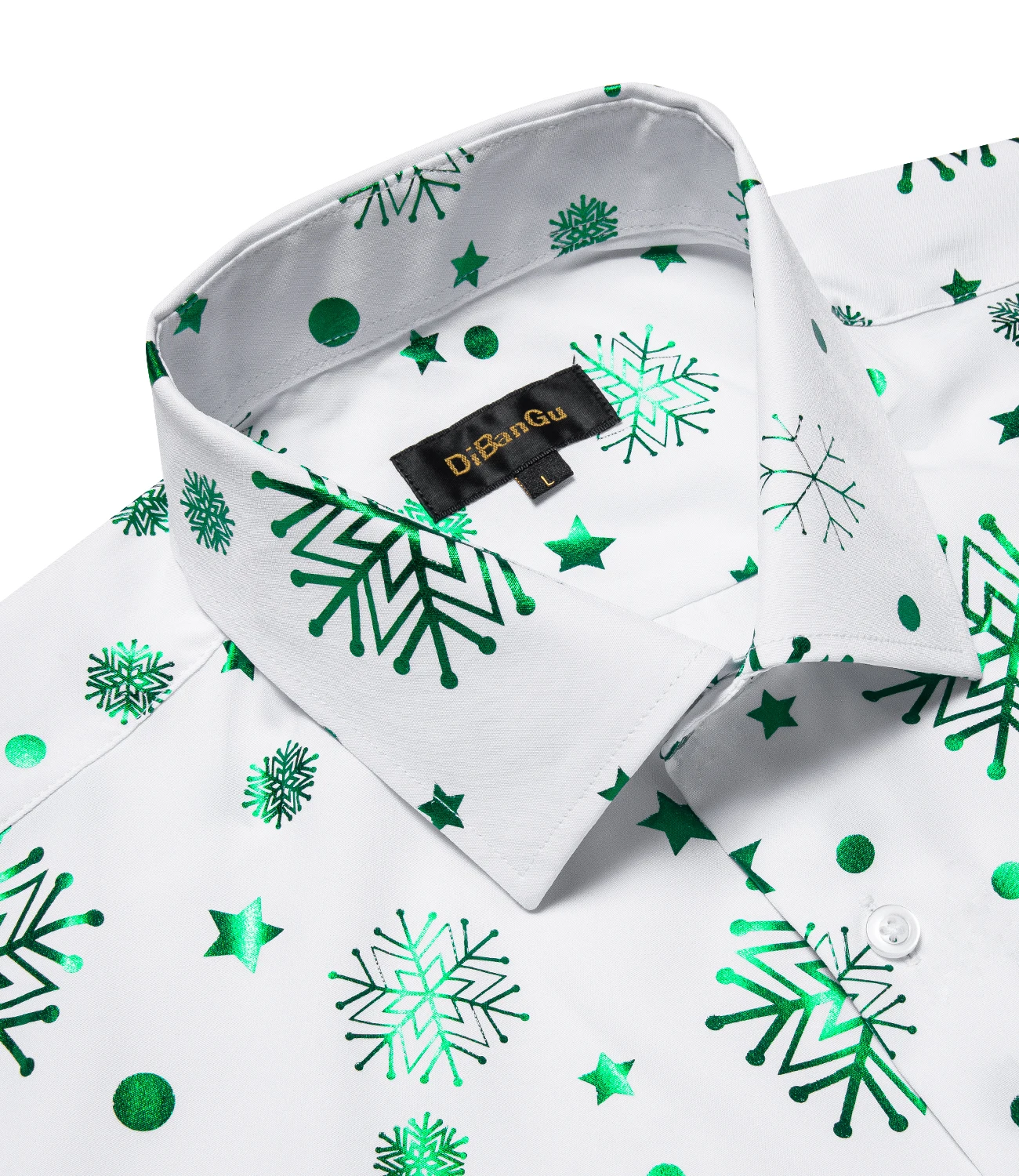 Men's Shirt Long Sleeve for Christmas Green Red Black Button Down Collar Dress Shirts Blouse with Snowflake Pattern Men Clothing