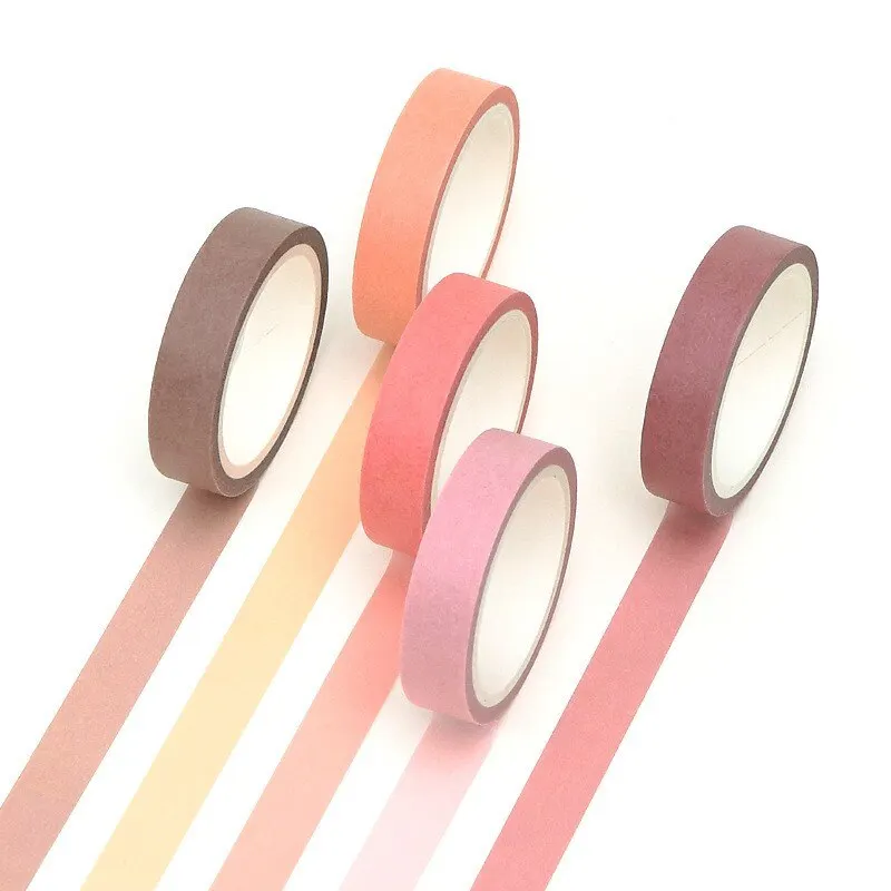 5pcs/Box Tape Set DIY Tape Sticker For Hand Journal Solid Color Deco Masking Stationery School Supplies