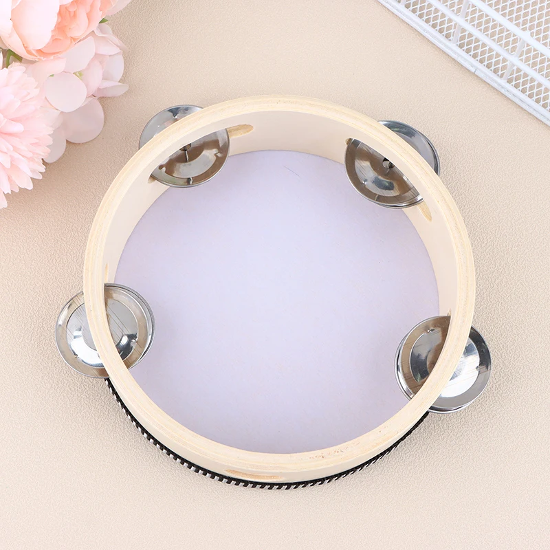 1pcs 15cm Wooden Tambourine Kids Hand Drum Baby Toy Percussion Musical Instrument For Children Educational Timbrel Clapping Drum