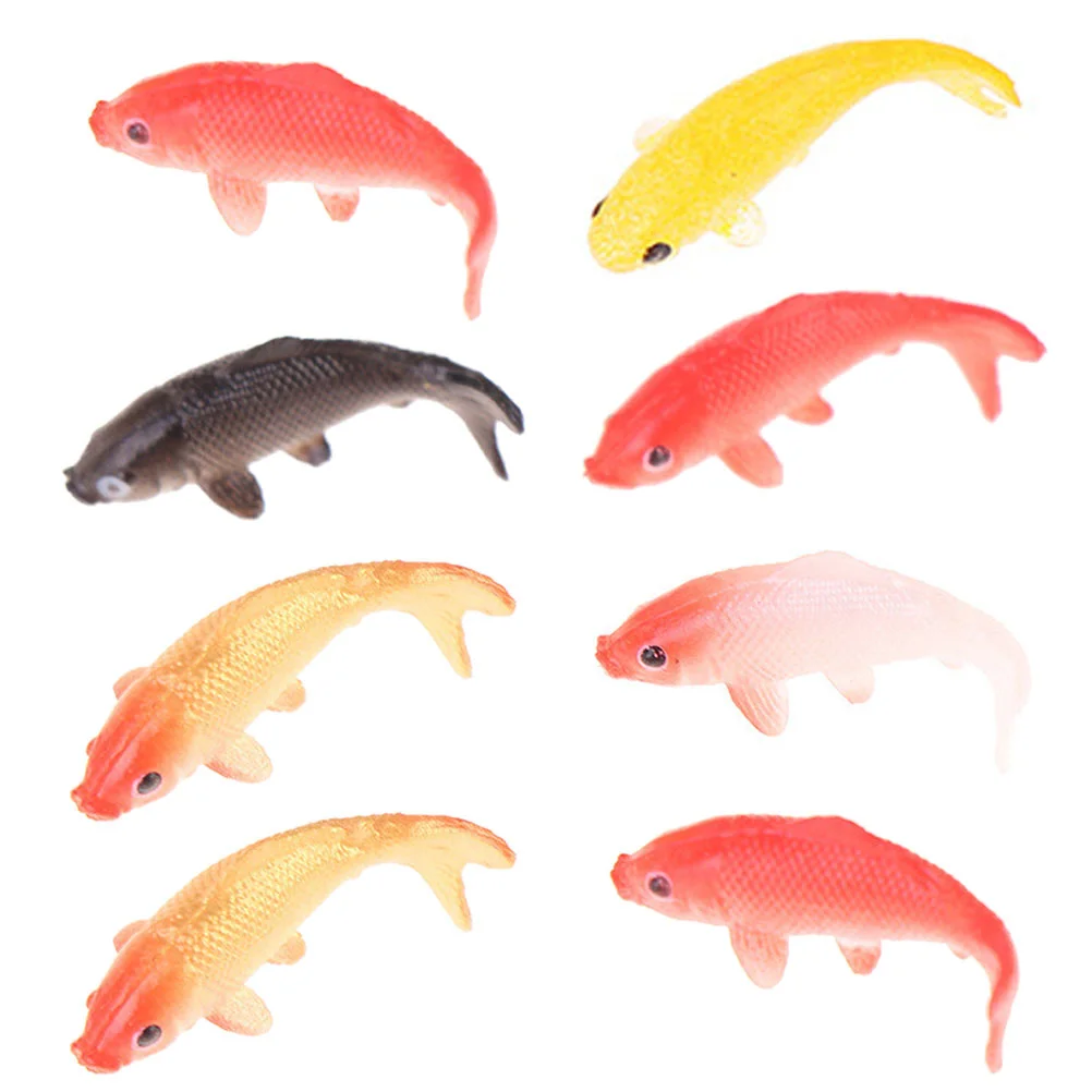 

8/10/12pcs Dollhouse Miniature Goldfish Model Simulation Mini Fish Carp Animal Figure Kids Toys Home Decoration Mixed Style