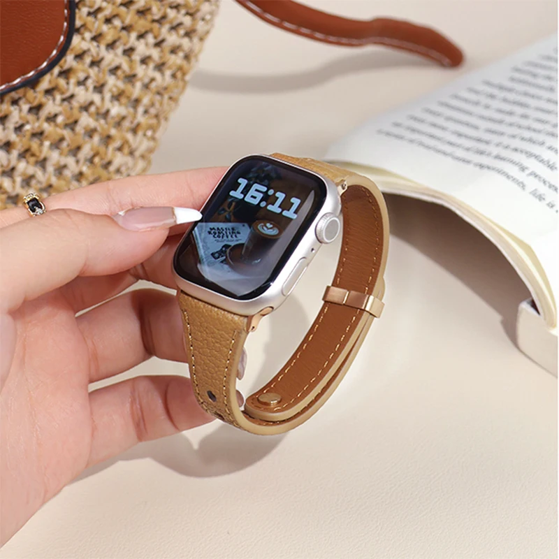 Luxurious Sheepskin Leather Strap for Smartwatches - Slim Women's Bracelet