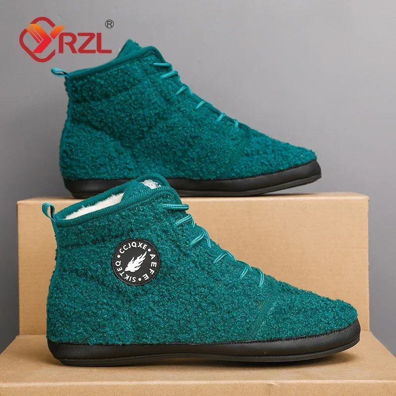 Men Shoes Soft Slippers YRZL Cotton Shoes Men Winter High Top Warm Slip on Lightweight Slippers Men Plush Indoor Cotton Loafers Winter Warm Shoes