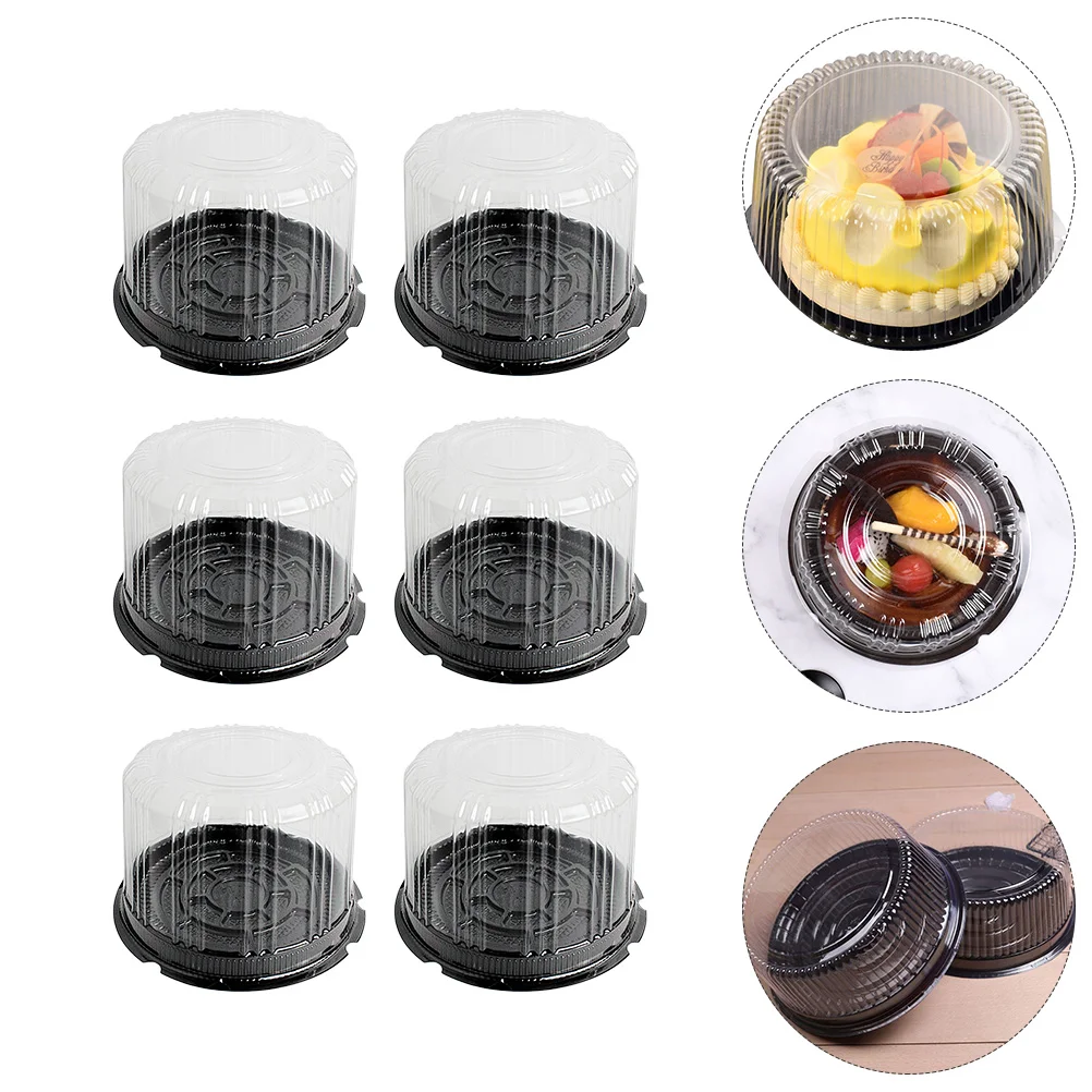

6inch Transparent Plastic Round Shape Plastic Cake Box Portable Cheese Mousse Cupcake Packing Boxes Muffin Dome Holder