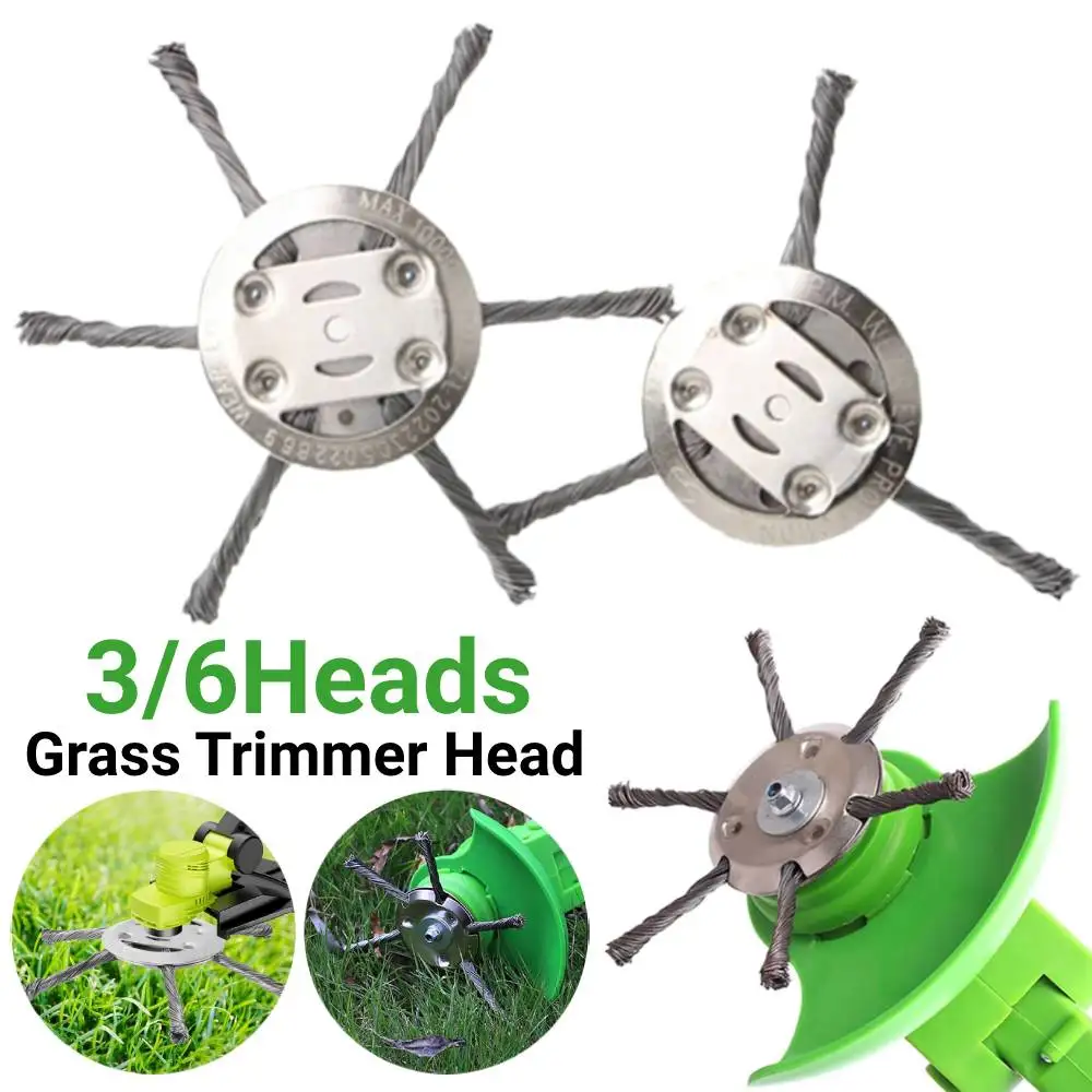 2/4PCS 스틸 와이어 휠 잔디 트리머 헤드 범용 잡초 브러시 헤드 원예 Brushcutter 헤드 Lawnmover 전동 공구 액세서리