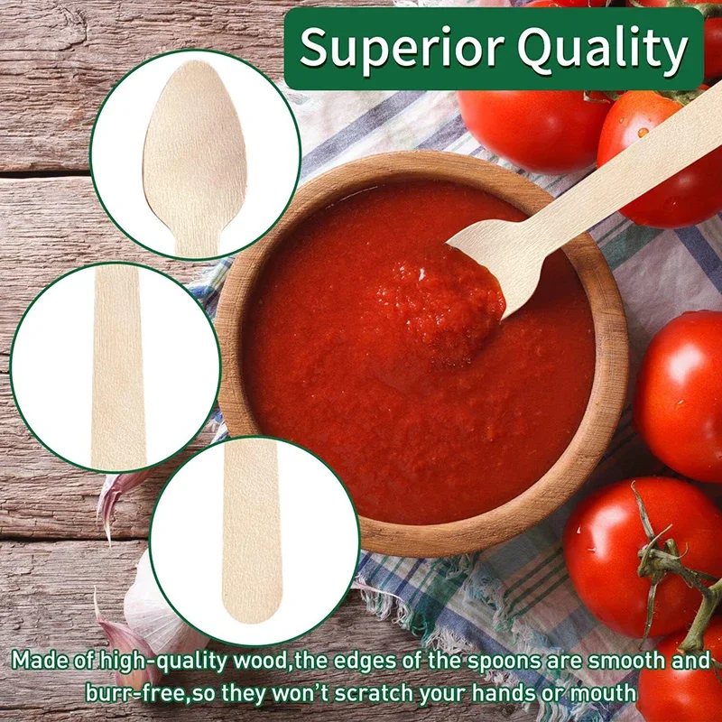 Disposable Wooden Spoons 50/100/200Pcs
