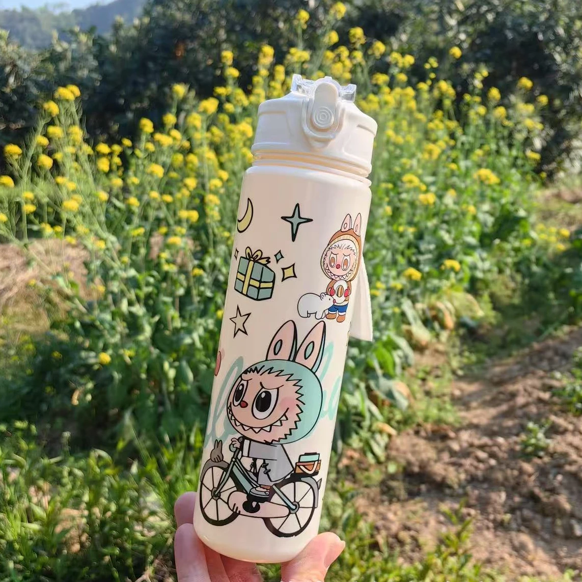Labubu 750ml Cute Cartoon Straw Cup – Leak-Proof, Portable Water Bottle for Kids & Students, Perfect Christmas Gift 2