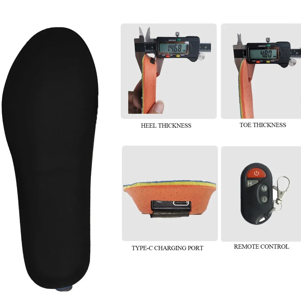 USB Heated Shoe Insoles with Remote Control Heating Insoles for Feet for Women Shoes Winter Thermal Insoles Size EUR 35-46 #