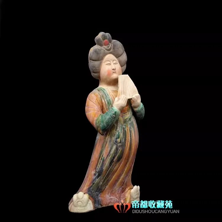 

Antique Chinease Tang Dynasty Three colours porcelain beautiful lady who plays an instrument statue /sculpture,#03,Handicrafts