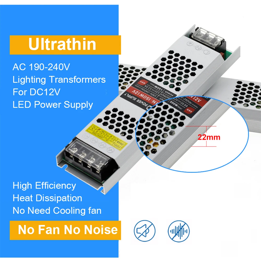 Ultra dunne LED transformator 12V 60W DC IP67