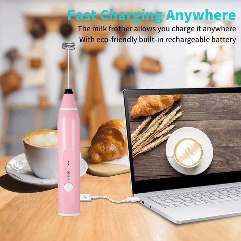 1 PCS Electric Milk Frother Portable Egg Beater USB Rechargeable Handheld Coffee Blender Milk Shaker Mixer Foamer Food Blender 4