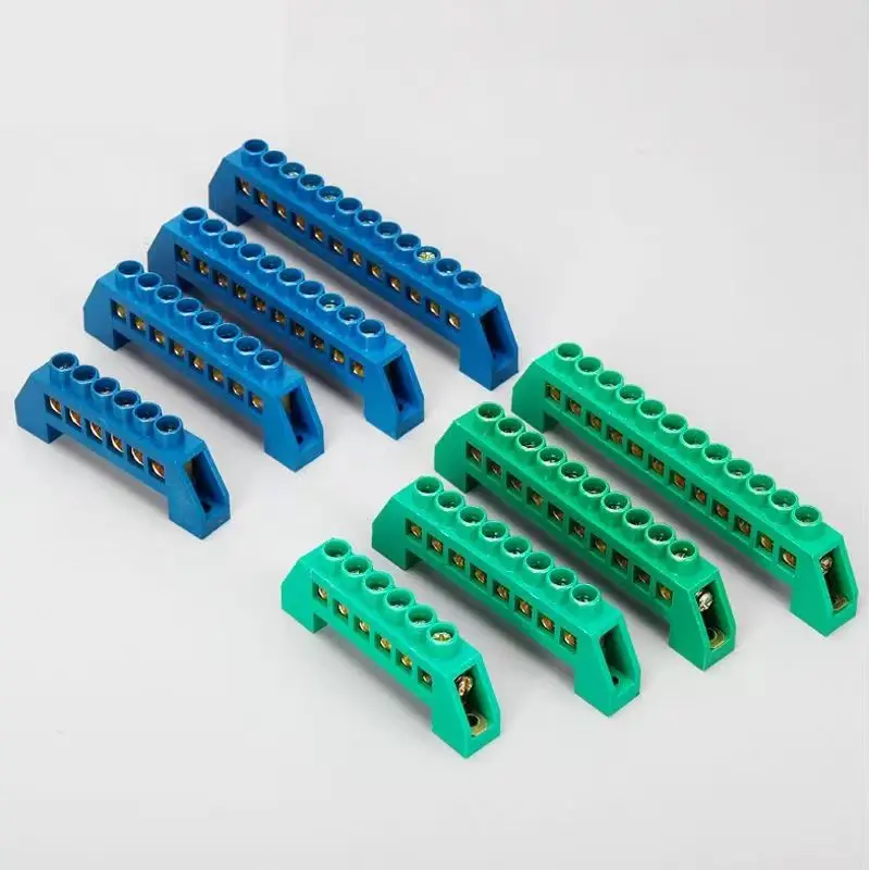 Wire Connectors Bridge Design Zero Line 4-12 Pole Screw Brass Copper Grounding Strip Terminal Block Earth And Neutral wire connectors,din rail terminal block,ground bar connector