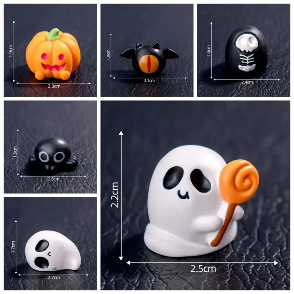 Ghost Mini Pumpkin Resin Doll Bat Black Cat Hallowmas Doll House Accessories Skull Props Halloween Ghost Miniatures Doll House