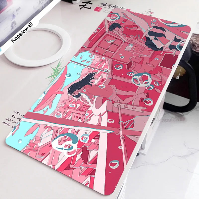 

Cute XL Large Anime Pink Mousepad Gamer Kawaii Gaming Mouse Pad Rubber Otaku Locking Edge Big Carpet Laptop PC keyboard desk mat