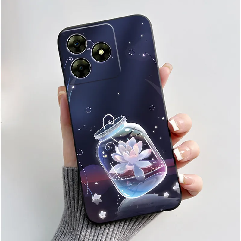 Shockproof Black Soft Shell Phone Case with Romantic Moonlight Design