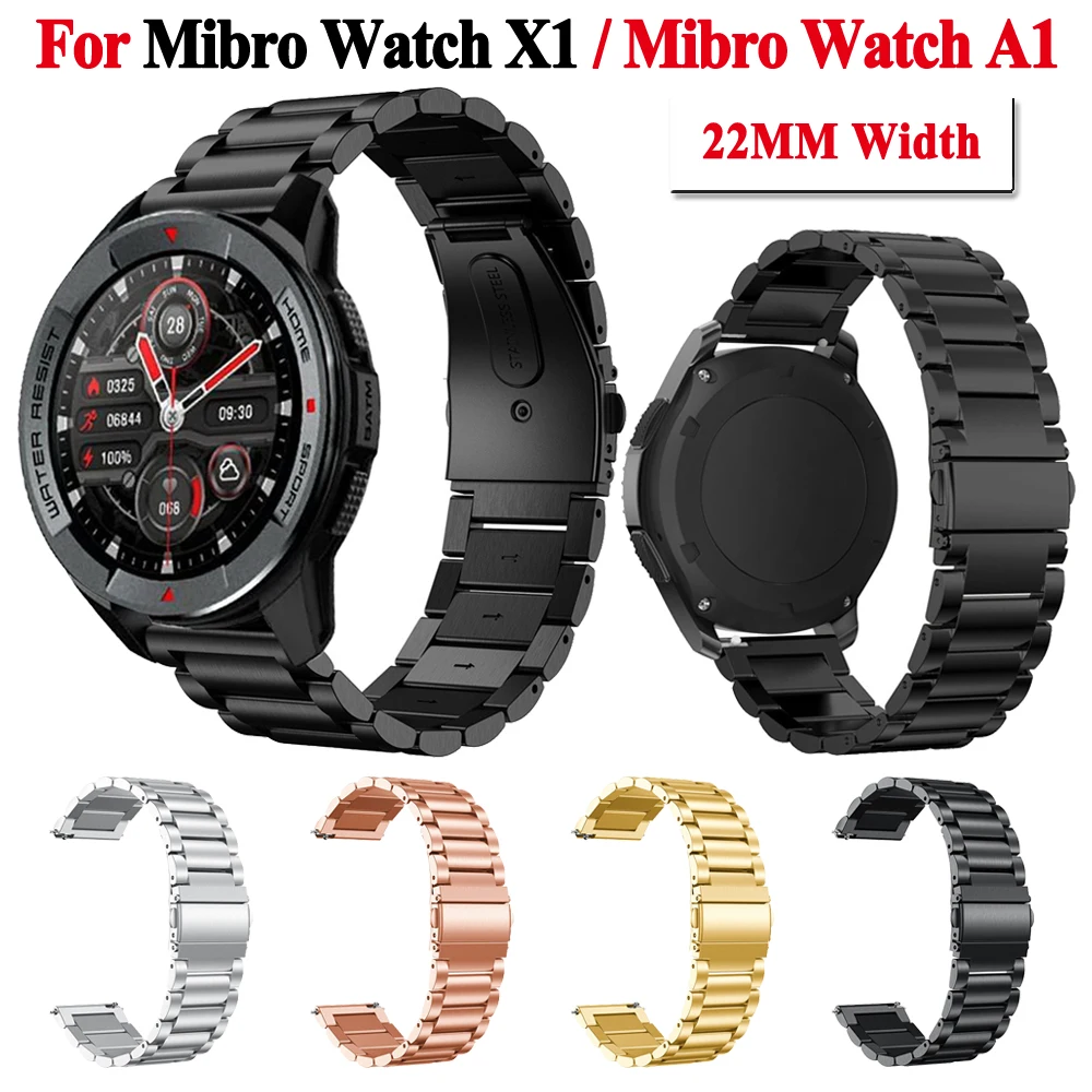

Ремешок из нержавеющей стали для Mi Bro Mibro Watch X1 A1, металлический браслет для наручных часов, регулируемый браслет, аксессуары, 22 мм