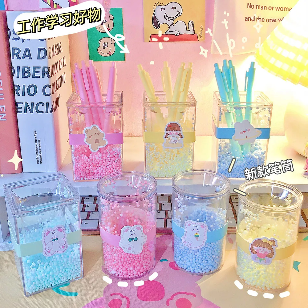 

New girl creative color transparent color acrylic bubble pen holder desktop storage decoration ins wind wholesale
