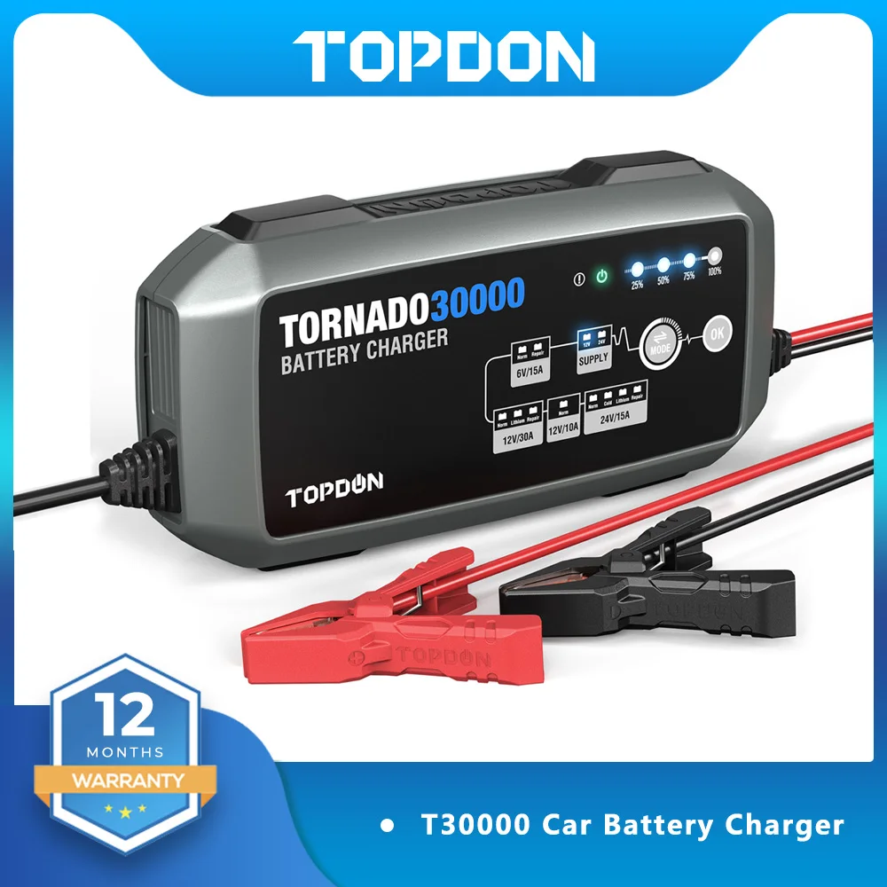 Topdon t30000 Auto Caricabatteria intelligente autoveicolo caricabatteria batteria 