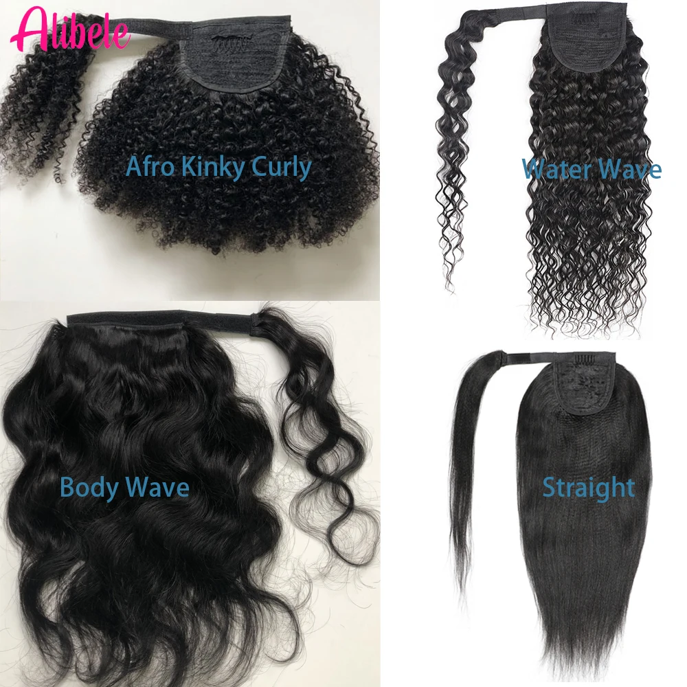 Alibele 모골리안 아프로 킨키 곱슬 드로스트링 포니테일 인모 익스텐션, 4B, 4C 킨키 곱슬 포니테일 익스텐션
