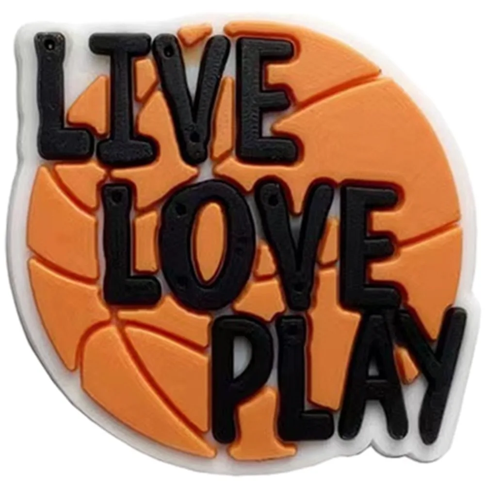 Heart & Crown Designer Shoe Charms - Basketball PVC Accessory Clips