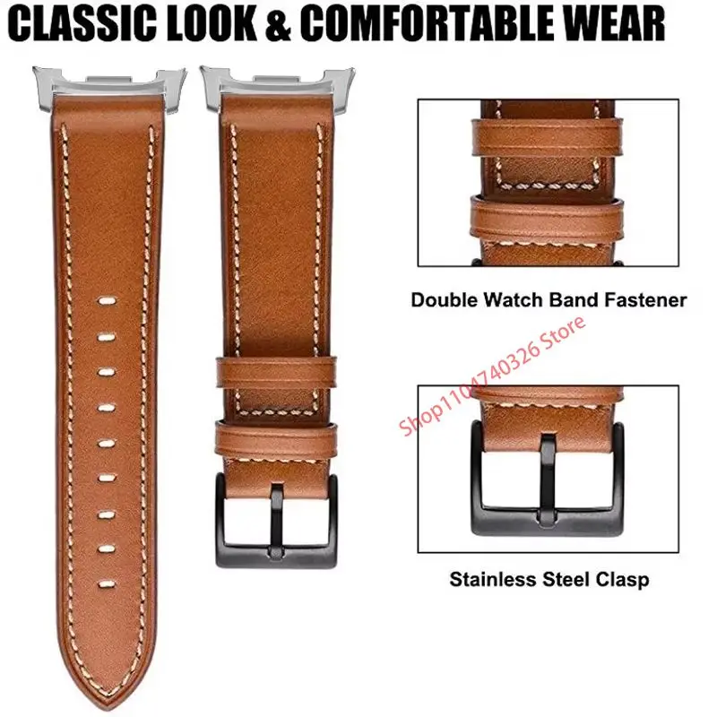Vintage Leather Smartwatch Strap - No Gaps Design, Premium Replacement Bracelet