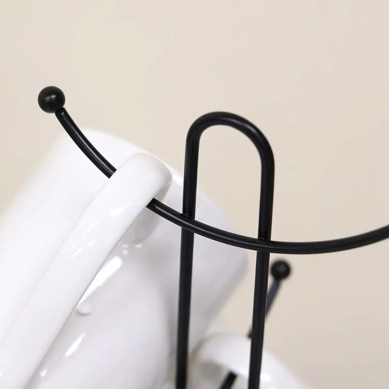 6 Cup Hooks Mug Drying Rack Punch-free Mug Holders Racks Space Saving Storage Shelves Metal for Bar Wine Glass Kitchen Tools 5