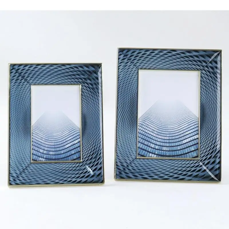 

Creative Blue Wave Photo Frame Minimalist Frames for Pictures Desk Decoration Figures Portrait Framed Art Modern Home Decor