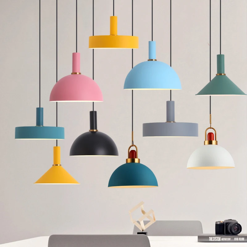 Luces colgantes LED nórdicas, lámparas colgantes minimalistas de Metal para cocina, comedor, dormitorio, Bar, mostrador, iluminación interior, decoración del hogar E27