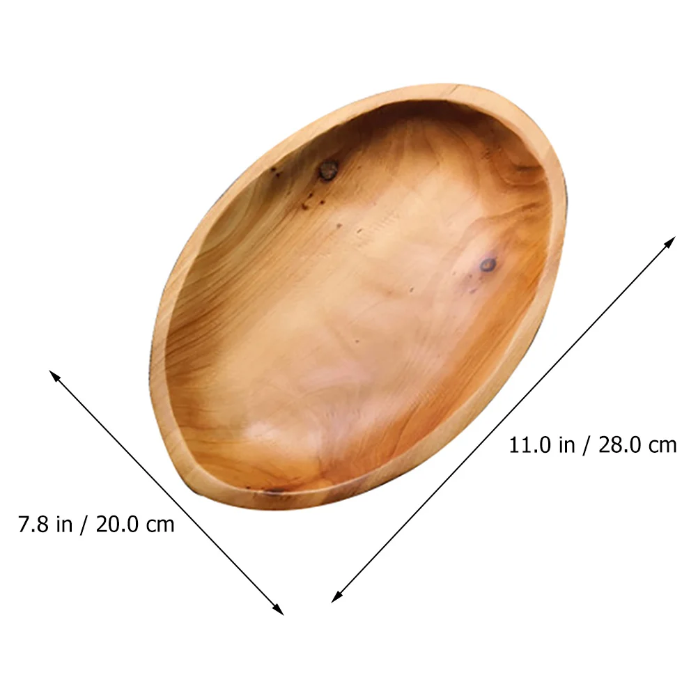 Solid Wood Fruit Tray Oval Wooden Plate Decorative Tray Food Serving Kitchen Dining Bar Serving Plates