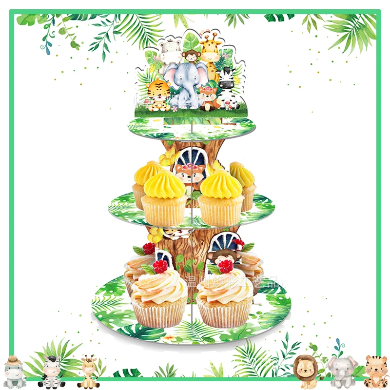 thumbnail image 1 of Decoraciones para fiestas de cumpleaños con animales de la jungla Wild One Woodland Safari Platos de papel Vasos Servilletas Globos Suministros para baby shower para niños, 1 of 5