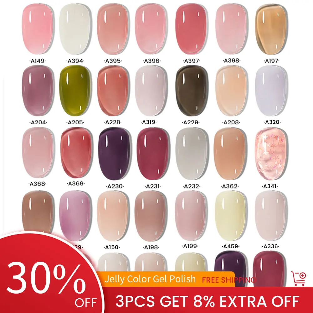 Maychao Jelly Colors Gel Polish 7Ml Semitrasparente Pink Nude Clear Purple Color Diy Nail Art Gel Vernice Soak Off Uv Led Gel