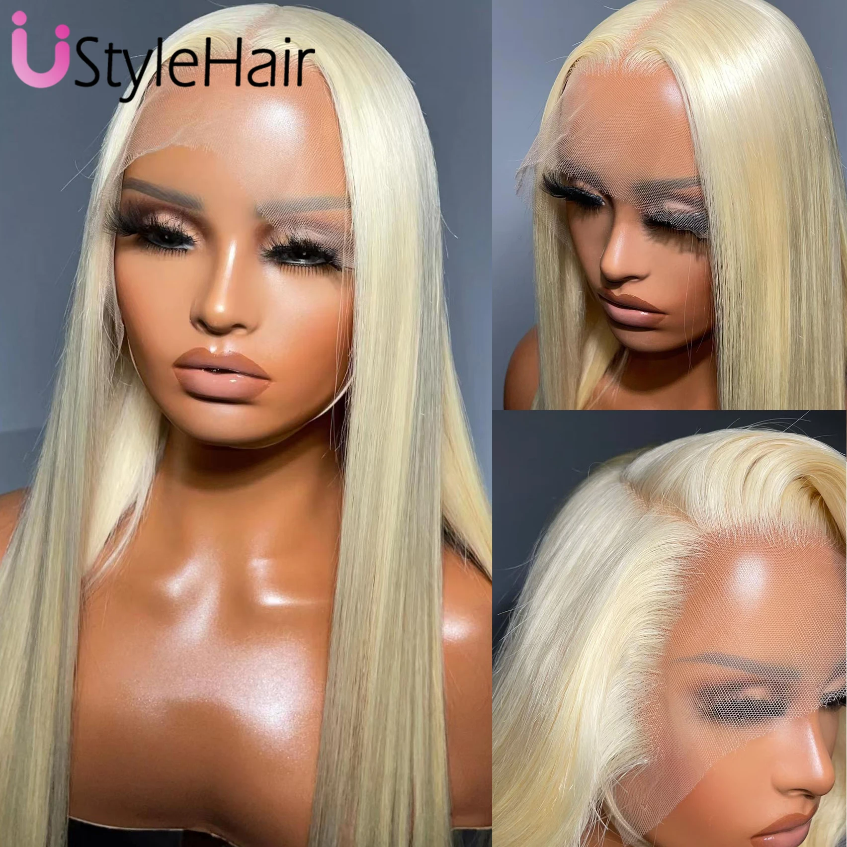 UStyleHair 613 Blonde Lace Wig Synthetic Long Silky Straight Wig for Women Heat Resistant Natural Hairline Daily Use Cosplay Wig 2 UStyleHair 613 Blonde Lace Wig Synthetic Long Silky Straight Wig for Women Heat Resistant Natural Hairline Daily Use Cosplay Wig - Image 2
