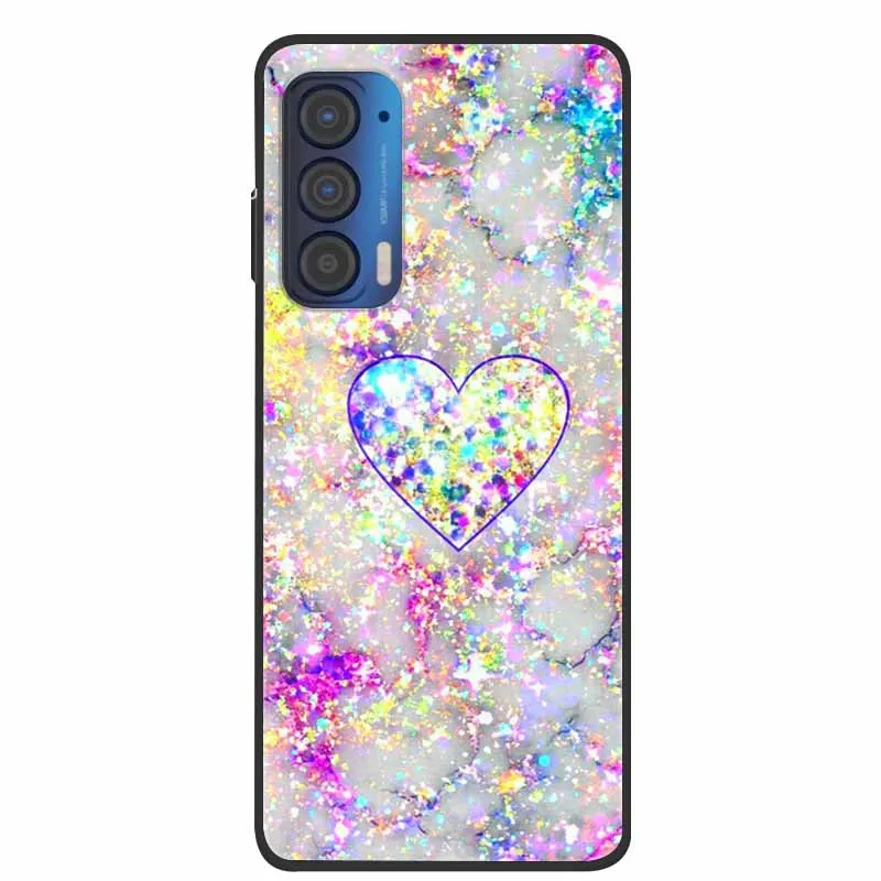 Silicone Soft Flower Marble TPU Black Phone Cover - Protective Case