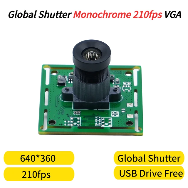 210fps Global Shutter Camera Module VGA,Monochrome USB Webcam,High Speed Capture, Industrial Applications Raspberry Android PC