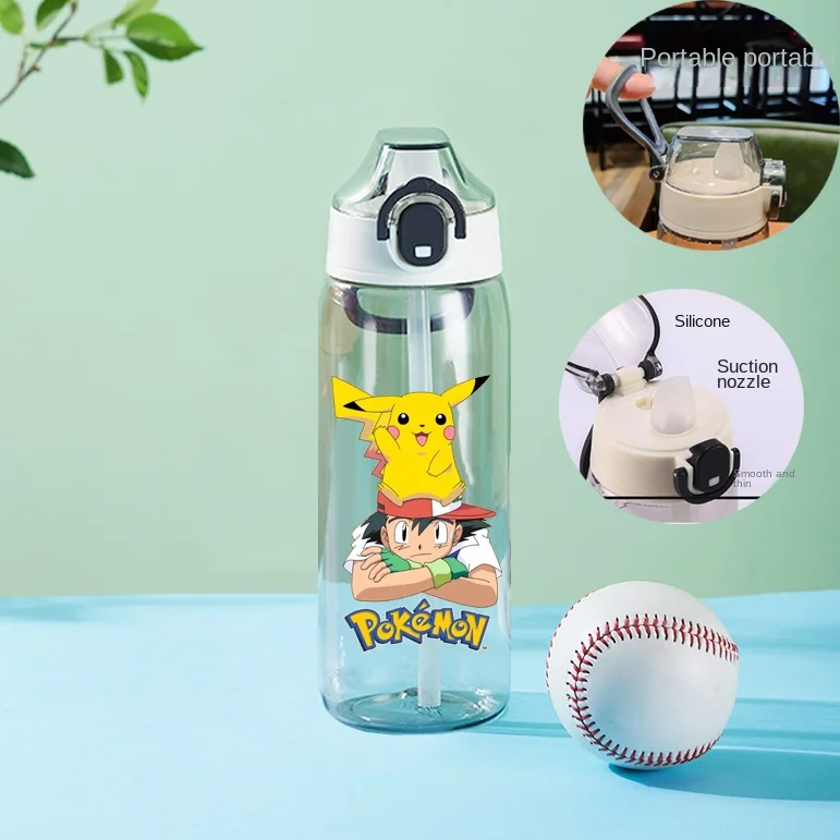 Gobelet à eau Pokemon Pikachu pour enfants, bouteille d'eau de grande  capacité, tasse de dessin animé en plastique avec paille, sports de plein  air, fitness, nouveau