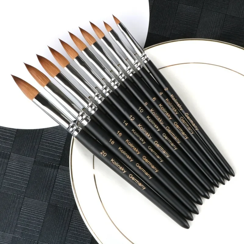 

TIANMI Pure Kolinsky Hair Nail Brush Wood Handle Nail Art Brush Gel Nail Builder Manicure Tools Professional Drawing Carving Pen