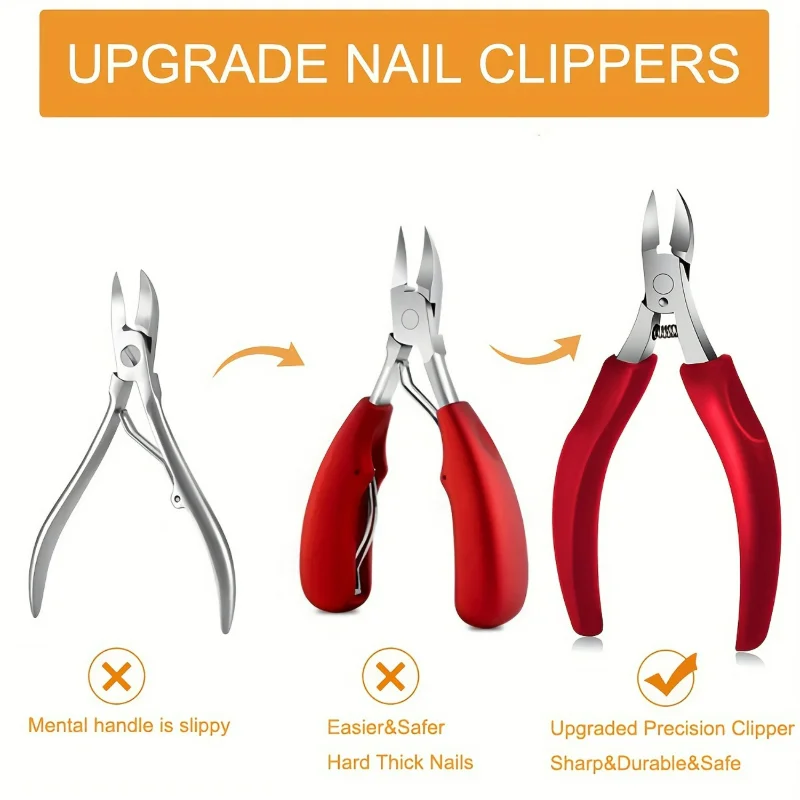 Professional Stainless Steel 7pcs Ingrown Toenail Care Kit - Complete Manicure Pedicure Tools for Thick and Ingrown Nails - Incl