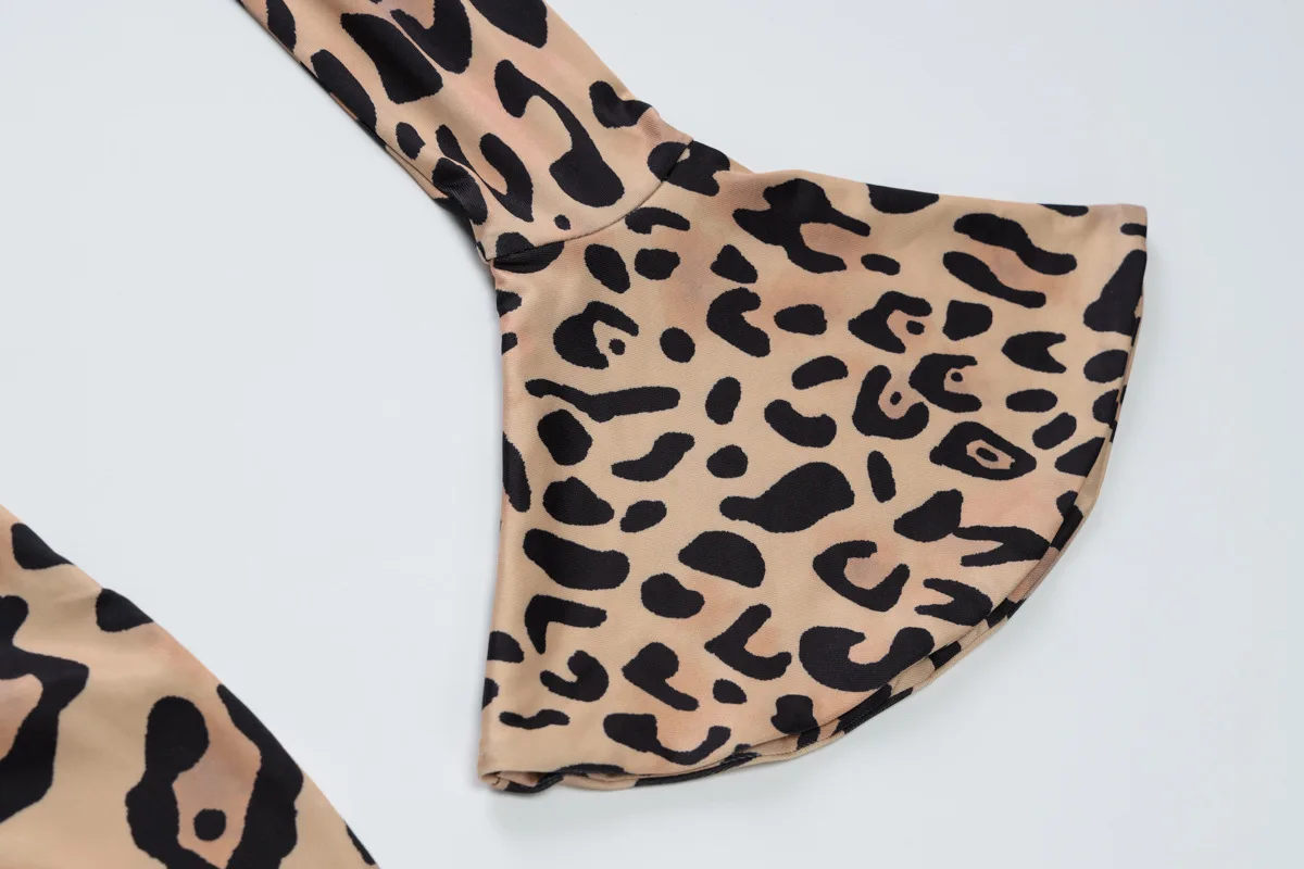 Leopard Printed Slim Long Dress Female Fashion Patchwork Contrast Elegant Long Sleeve Party Dress For Women Autumn Dress