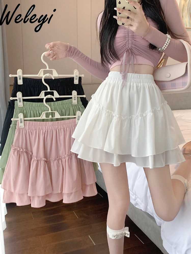 Woman Oversized Skirts Japan Style 2024 Summer Princess Fluffy Cake Falda Elastic High Waisted A-line Pleated Short Pants Skirt high speed japan nsk bearing import mr52 mr53 mr63 mr72 mr74 mr83 mr84 mr85 mr93 mr95 mr104 mr105 mr106 mr115 mr117 mr128 zz